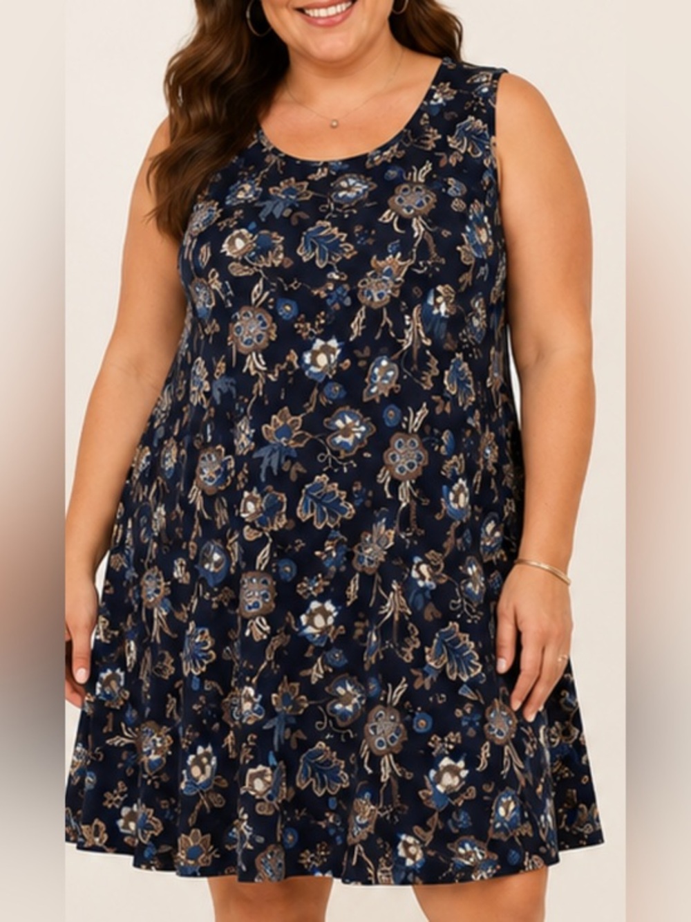 Lane Bryant Navy Floral A-Line Mini Dress size 26/28